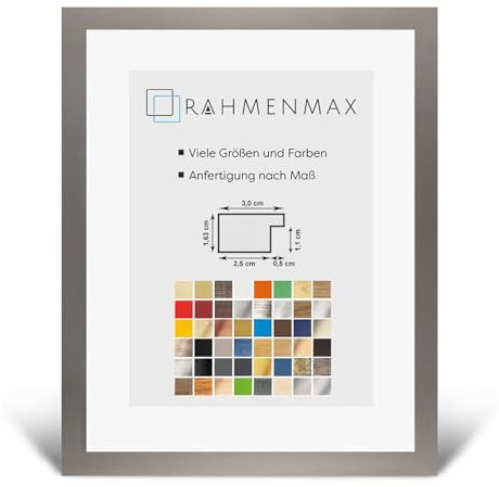 RahmenMax Morena Bilderrahmen Posterrahmen 40x50 cm Graphit Dunkelgrau Anthrazit 50x40 cm mit weisser Rückwand und Antireflex Acrylglas