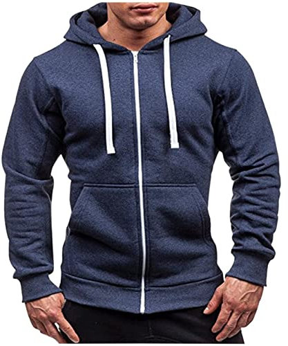 Hoodie Herren Kapuzenpullover für Herren Zipper Hoodie Casual Outdoor Long Sleeves Jacket Fitness Jogging Jacke mit Reißverschluss Basic Hoodie Herren Kapuzenjacke mit Taschen Cardigan Coat Top