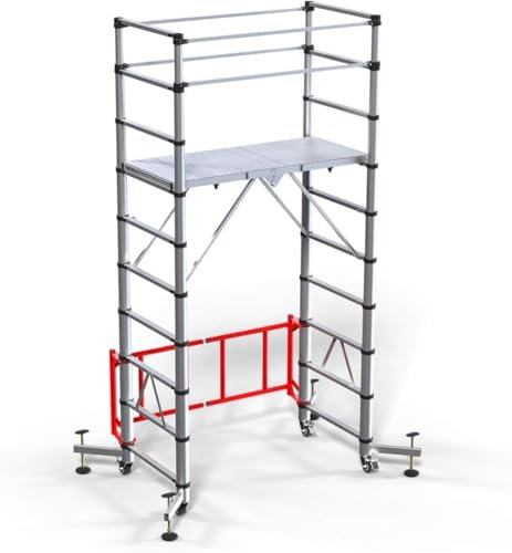 TREPPE Andamio telescópico, plataforma telescópica, aluminio, altura de trabajo 4 m, altura de plataforma 2 m