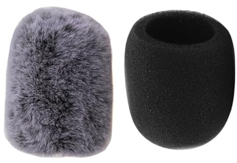 Fell- und Schaumstoff-Mikrofonabdeckung, Mikrofon-Windschutzscheibenschutz, Geräuschunterdrückung, Mikrofon-Windschutz für AT2020-Kondensatormikrofon, 2 Stück