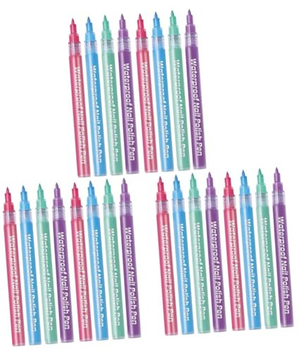 Healeved 24pièces Stylos De Nail Art Étanches Outils De Dessin Pour Accessoires De Manucure Set De Pinceaux Pour Créations De Vernis à