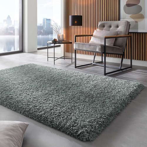 Taracarpet Shaggy Hochflor Langflor Teppich Twilight Luxus Qualität aus Belgien geeignet fürs Wohnzimmer Schlafzimmer und Kinderzimmer 4422 grün 065x130 cm
