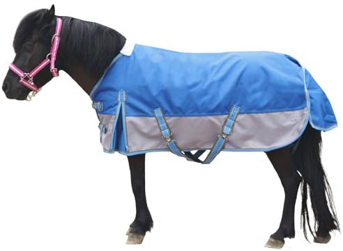 Gallopoff 1200D Pony/Shetty Pferdedecke ohne Füllung (0 g), Leichte, wasserdichte, Atmungsaktive und Reißfeste Regendecke für Fohlen, Minipferde, Zwergpferde, Kleinpferde und Miniponys