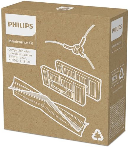 Philips HomeRun Saug- & Wisch-Roboter 9000er Serie Original Ersatzset – 2 EPA 11 Filter, 1 Hauptbürste und 1 Seitenbürste. Kompatibel mit 9000er Serie (XV1492/10)