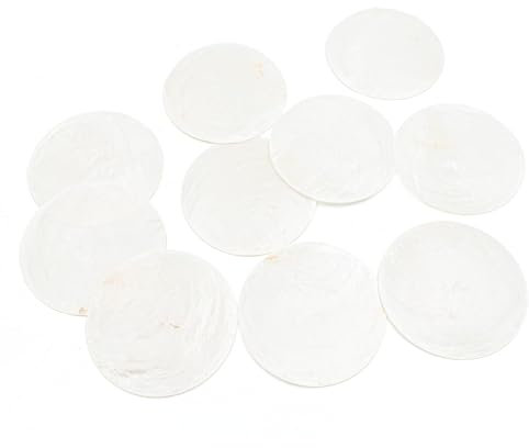 Vintageparts Capiz Muschelscheiben in Cremeweiß ohne Bohrung 60 mm 10 Stück für Dekoration, Collagen, Windspiele