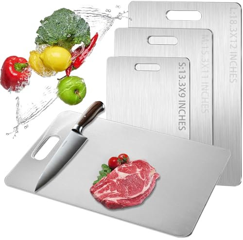Tabla de cortar de titanio 2025, tabla de cortar de titanio 100% puro para cocina, tabla de cortar de doble cara de grado alimenticio, antiadherente, duradera y fácil de limpiar (13.3 x 9 pulgadas)