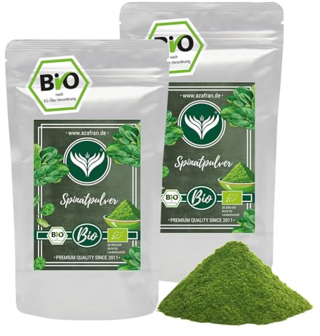 Azafran BIO Spinatpulver, Spinat Pulver getrocknet, auch zum Färben von Nudeln 500g