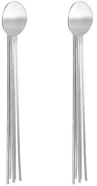 PHNIBIRD Ohrringe Silber Hängend Hypoallergene Edelstahl Damen Ohrringe Modern Lang Quasten Ohrhänger Geschenke für Frauen Mädchen