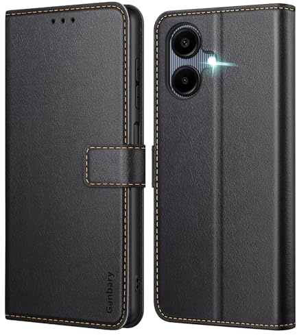 Ganbary Handyhülle für Samsung Galaxy A06 4G Hülle (Nicht für 5G), Premium Leder Klapphülle [Kartenschlitzen] [Magnetverschluss] [Standfunktion] kompatibel mit Galaxy A06 4G Schutzhülle, Schwarz