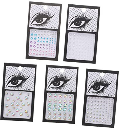 PHENOFICE Wasserstrahl Strass Sticker 5 Blätter Gesichtsschmuck Aufkleber Ohrstecker Zum Aufkleben Für Mädchen Körper Augen Schmuck Mit Perlenähnlichen Edelsteinen Für Halloween Und Weihnachtsfeiern