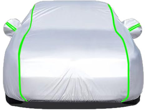Autoabdeckung Outdoor für 𝖢itroen C1 Auto Abdeckplane Vollgarage Wasserdicht Allwetterschutz UV Schneesicher Sonne Staubdicht Autoplane mit Reißverschluss und Reflektierende Streifen,Silver