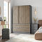URBNLIVING Sliding Door Wardrobe with 4 Drawers & Hanging Rail, Freestanding Bedroom Closet Organizer, Durable Space-Saving Storage Cupboard, Modern MDF Flat Pack Furniture