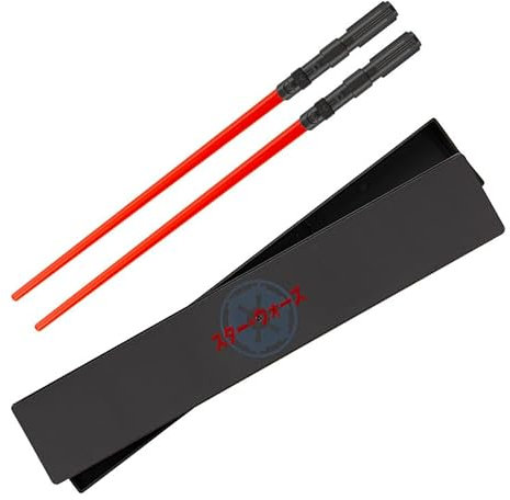 Paladone Coppia di bacchette a forma di spada laser rossa di Star Wars, con scatola portaoggetti, accessori da cucina riutilizzabili con licenza ufficiale, regali per i fan della fantascienza e di