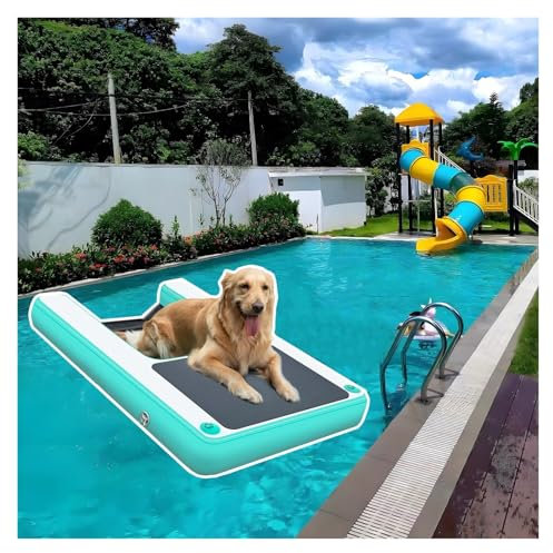 rampe de piscine pour chien Rampe D'eau Gonflable Pour Chien, Plier L'échelle Flottante Pour Chien 4 Pack, Rampe D'eau Portable En PVC Pour Chien, Coussin Antidérapant En EVA, Imperméable À L'eau 150c