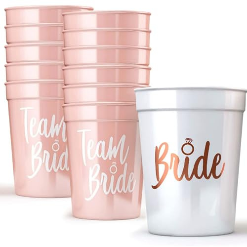 Embhlitfe 12 Pcs Bachelorette Party Bride Tribe Cups,White Pink Bridal Shower Cup Hen Party Cups,Bachelorette Party Drinking Cup for Engagement Wedding Supplies Hen Party Accessories (Multicolor)