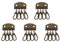 Lot de 5 porte-clés avec 4/6 crochets cassés - Rangée de clés - Accessoires de quincaillerie pour portefeuille en cuir