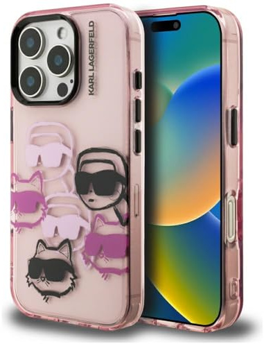 CG MOBILE Karl Lagerfeld IML Multi K&C Head Pattern Case for iPhone 16 Pro Max (Pink)