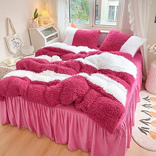Set di coperture per Piumini GUOJM Set di coperture per Piumini a Doppio Colore Inverno, Set di Biancheria da Letti Morbida Spessa Set Piumino Cover di Biancheria con Lenzuola con Fodera con Piumino