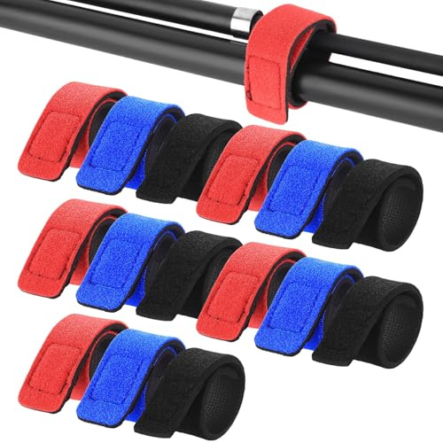 15 Stk Angelruten Gurt, Elastische Angel Rutenbänder Angeln Rutenband Set | Angelrute Gürtel, Angelrutenhalter mit Klettbänder, Rutenschutz Riemen für Angelrutenriemen Angel Spinn Meer Feeder Rute