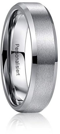 VAKKI 6mm 8mm Wolfram Ring für Herren Damen, Silber Gold Schwarz Einfache Ringe für Hochzeit und Alltag, Bequeme Passform, Abgeschrägte Kanten, Größe 52(16.6)-72(22.9)