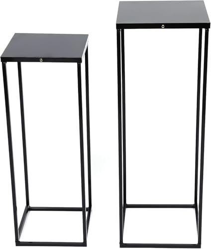 2er-Set Blumenständer Metall schwarz 70 cm &60cm, Ckiger Deko Pflanzenständer, Blumenhocker Outdoor wetterfest, stabil & pflegeleicht - ideal als Blumenständer für Draußen & Innen