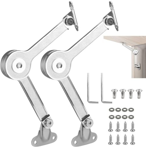 Rairsky 2 Piezas Bisagra de Soporte de Tapa Elevación,Ángulo:75°/90°/110° | Bisagra Soporte Tapa Elevación Ajustable,bisagra plegable con tornillos y Llave Allen,Bisagra Cierre Suave de Soporte