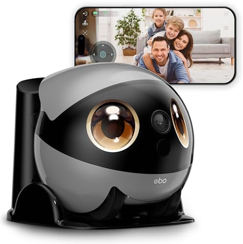 Enabot EBO Air 2 Plus FamilyBot,Interaktive Roboter,3K fahrbare Heimüberwachung,Überwachungskamera mit KI-Chat (ChatGPT) & Auto-Patrouille & Zwei-Wege-Audio & Videoanrufe (Orbit Grau)