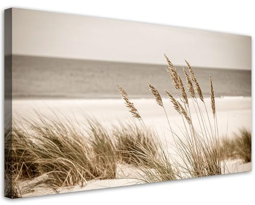 Feeby Bilder - Foto Geschenk - Strand Meer Dünen Boho Landschaft - 120x60 1tlg - Leinwandbilder Wohnzimmer - Wandbild über dem Bett - Bild Schlafzimmer - Aesthetic Zimmer Deko - Modern Pictures