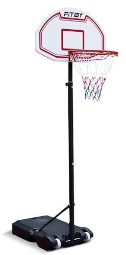 Fitby Panier De Basket D'Extérieur pour Enfants Et Adultes - Support De Basket À Hauteur Réglable avec roulettes | Système De Panier Portable pour Jardin, Parc Ou Intérieur