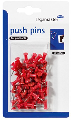 Legamaster 7-145102 Pinnwandnadeln 25 mm, Schachtel 10 x 12 mm mit 50 Stück, rot, 50 Stk.