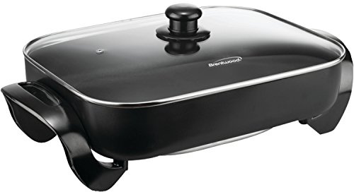 Brentwood SK-75 16-Inch Non-Stick Electric Skillet with Glass Lid, Black