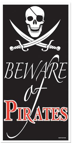 Beistle A Creation 50008 Beware of Pirates Door Cover, Black/White/Red, Standard
