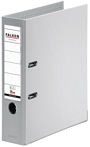 Original Falken Chromocolor Premium-Ordner. Made in Germany. Kunststoffbezug außen und innen 8 cm breit DIN A4 grau Ringordner Aktenordner Briefordner Büroordner Plastikordner Schlitzordner