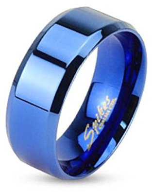 Paula & Fritz® Ring Damen Blau Größe 59 (18,8) 6-mm Breit 316L Chirurgenstahl Damenring Herrenring Partnerring Hochglanz-poliert Band-Ring Ehe-Ring
