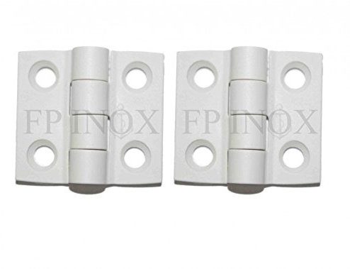 Charnière (Lot de 2) Nylon renforcé 35x38mm Couleur Blanche blanc