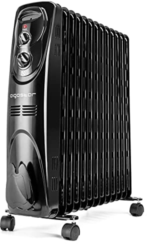Aigostar Black Forest 33JIF – Radiateur à bain d’huile. 13 éléments, 2500 W. 3 niveaux de puissance et thermostat réglable. Design exclusif.