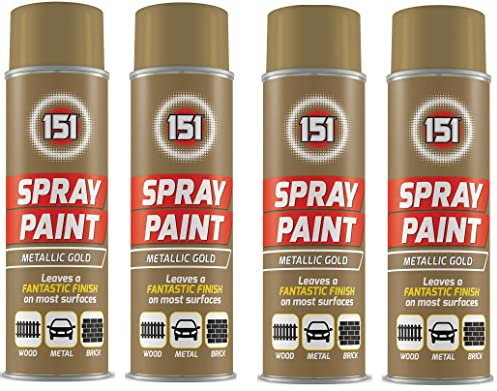 151 Metallic Gold Multi-Purpose Aerosol Spray Paint 200ml (4 Pack)
