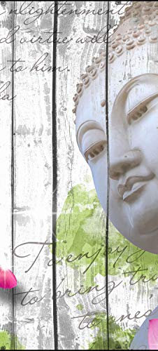wandmotiv24 Türtapete Holz Blüten Buddha 70 x 200cm (B x H) - Dekorfolie selbstklebend Sticker für Türen, Türfolie, Aufkleber, M0544