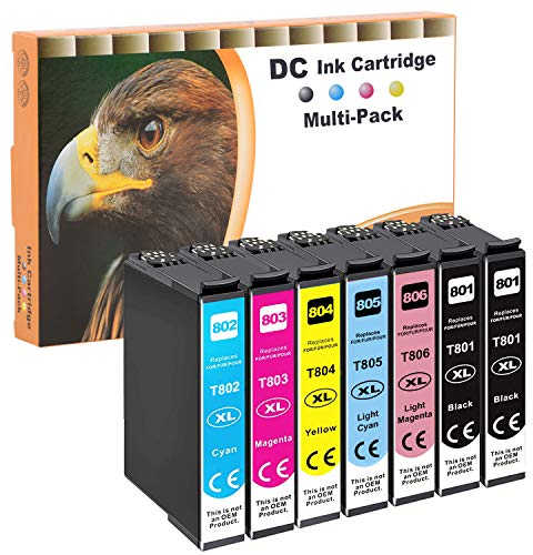 D&C 7X Druckerpatronen kompatibel zu Epson 80XL T-801 T-802 T-803 T-804 T-805 T-806 Stylus Photo P-50 PX-650 PX-700 PX-710 PX-720 PX-800 PX-810 PX-820 PX-830 R-265 R-285 R-360 RX-560 RX-585 RX-685