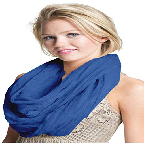 CJ Apparel Royal Blue Mobius Infinity Scarf Snood Cowl Circular Tube Eternity Shawl Pashmina Hand Made in Nepal