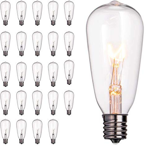 Brightown 24-Pack Edison Replacement Light Bulbs,7W E17 Screw Base ST40 Replacement Clear Glass Light Bulbs for Outdoor Patio ST40 String Lights, Warm White