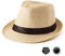 LADYBRO Sommer Stroh Trilby Hut ‌für Herren 1920er Kurze Krempe Fedora Hut, 58cm, Beige-Gelb