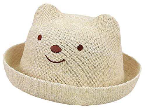 Bebé Niños Niñas Dibujos Animados Oso Lindo Sol Sombrero de Paja Roll up Gorras para Sol De Verano