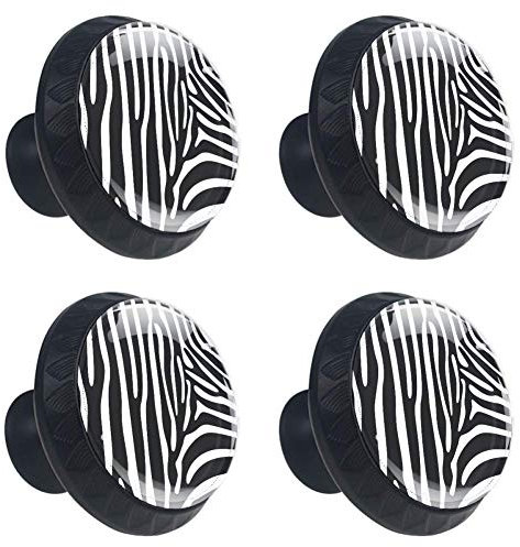 Animal Zebra Print Cabinet Dresser Drawer Knobs Glass Pull Handle for Cabinet Door Wardrobe Cupboard
