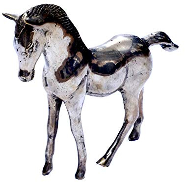 Brillibrum Design kleine Pferde Skulptur aus Metall versilbert Dekoration Statue Horse Fohlen Silber Dekofigur Foal (Groß)