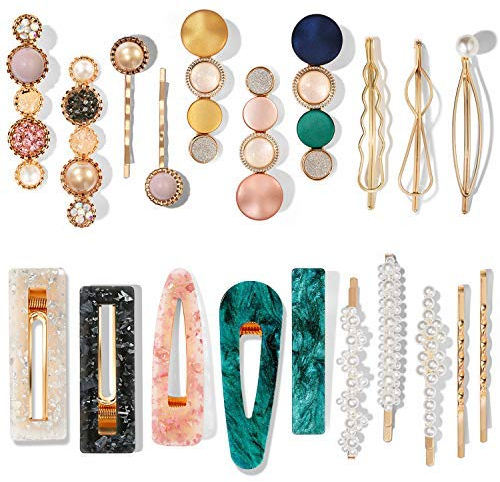 Mehayi Lot de 20 pinces à cheveux tendance en résine acrylique et perles de macaron, faites à la main, accessoires pour cheveux, cadeaux pour femmes, filles, fêtes, mariages