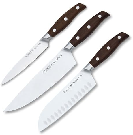 3 Claveles - Juego de 3 Cuchillos Profesionales en Acero Inoxidable Gama Norden, Selección Master Chef