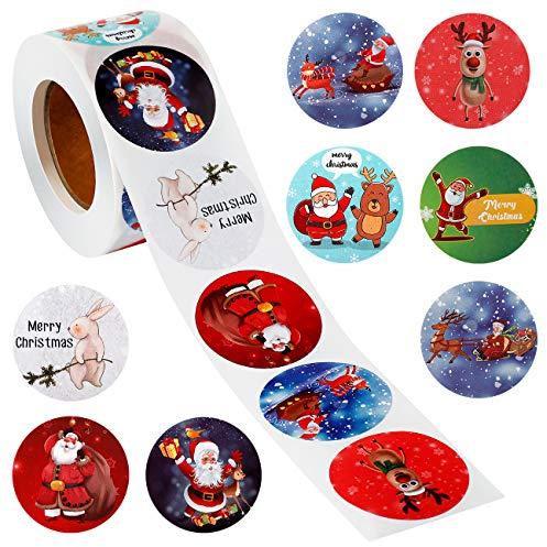 Weihnachtsaufkleber, Vintoney 500er Weihnachten Aufkleber Etiketten Schneemann Elf Glocken Schnee Rentier Xmas Kinder Stickers Versiegelung DIY Dekoration Backen Geschenktüten Handarbeit