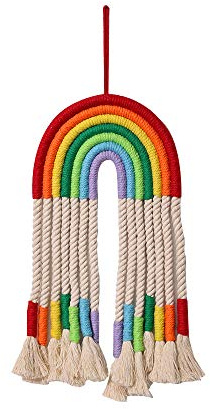 Shiwaki Makramee Wandbehang, Regenbogen bunte handgemachte gewebte Baumwolle Wandkunst b?hmische Wohnkultur für Schlafzimmer, Schlafsaal, Wohnzimmer, Wohnung (Regenbogen Quaste)