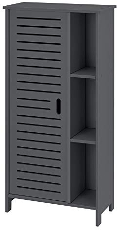 [en.casa] Badezimmerschrank Vansbro 96 x 48 x 24 cm Badschrank Ablage Beistellschrank WPC Dunkelgrau